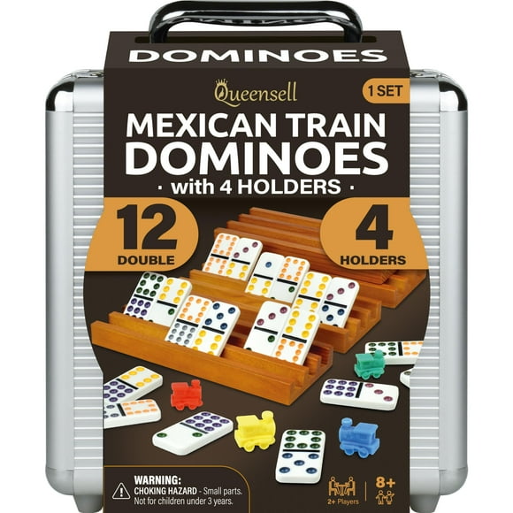 Juego de dominó Mexican Train Double 15 con funda de aluminio
