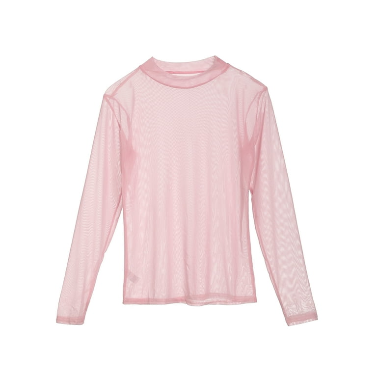 Sheer pink long sleeve sale top
