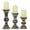 Dark Brown Solid Finish Round S/3 6", 8", 10"H, variant on DecMode 3 Candle Dark Brown Wood Candle Holder, Set of 3