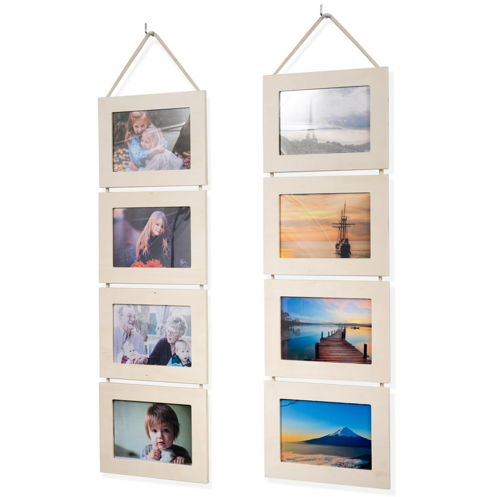 Wallniture Wood Photo Collage Picture Frame Natural No Finish Total 8