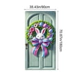 thumbnail image 3 of Corona de conejito de Pascua de primavera, decoración colgante para puerta, guirnalda de lazos rosas y azules, pancarta de bienvenida, fondo para fotografía de Pascua, huevos de Pascua, regalos de fi, 3 of 9