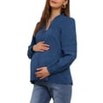 thumbnail image 4 of INSPIRE CHIC Women's Maternity Button Dowm Shirts Long Sleeve Jacquard Cotton Prenancy Semi Sheer Blouse Work Office 2XL Blue, 4 of 6