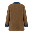 thumbnail image 4 of TGSLY Denim Patchwork Jacket for Women Notched Lapel Long Sleeve Ribbed Knit Blazer Dressy Casual Solid Color Single Breasted Button Coat with Pockets S, 4 of 9