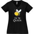 thumbnail image 3 of Inktastic I'm the Queen- cute queen bee Women's Plus Size V-Neck T-Shirt, 3 of 5