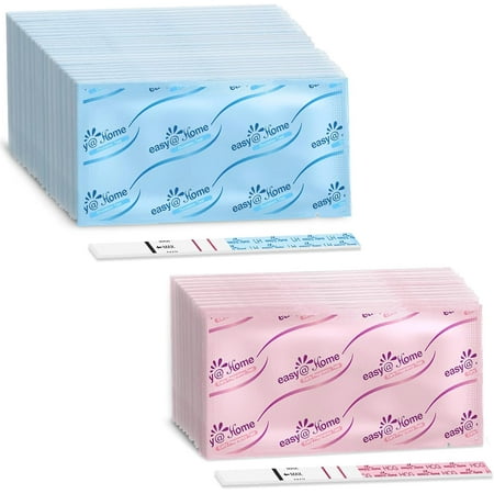 Easy@Home 80 Ovulation (LH) and 20 Pregnancy (HCG) Combo Urine Test Strips Kit, Powered by Premom Ovulation Predictor iOS and Android APP, 80 LH + 20 HCG