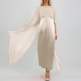 thumbnail image 2 of Elegant Women's Flowy Chiffon Swing Dress with Round Neck Loose Fit Mid-Length Robe, 2 of 7