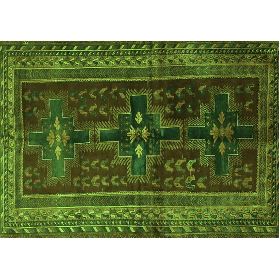 Ahgly Company Indoor Rectangle Persian Green Traditional Area Rugs, 5' x 8'