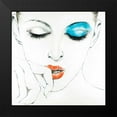 thumbnail image 2 of Atelier B Art Studio 20x20 Black Modern Framed Museum Art Print Titled - Outline of Female Portrait in Blue, 2 of 5