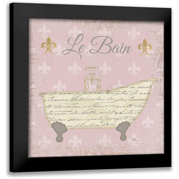 Pela Studio 12x12 Black Modern Framed Museum Art Print Titled - Vintage Bath VI Fleur Pink