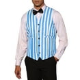 thumbnail image 5 of INSPIRE CHIC Business Vest for Men's Slim Fit V Neck Sleeveless Striped Prints Waistcoat M Blue, 5 of 5