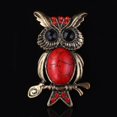 thumbnail image 4 of Broche de búho turquesa con de imitación rojos, alfiler para el pecho, insignia, alfiler, joyería Zulema Animal Bird Brooch, 4 of 8