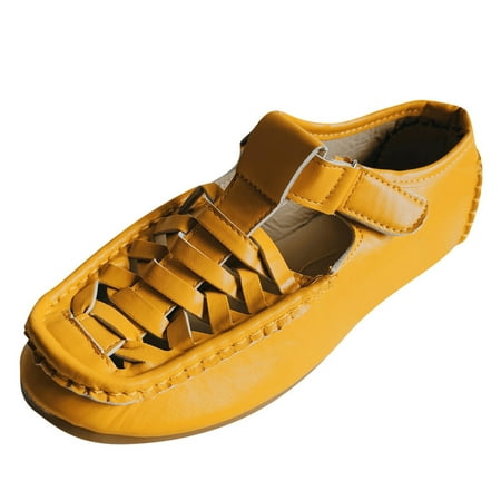 

Youmylove Women Fashion Solid Color Leather Hollow Out Hook Loop Anti-Skid Flat Casual Shoes Woman Comfort Footwear