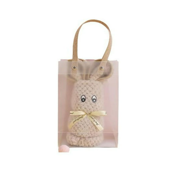 Uuiauoio Baby Shower Favors Bunny Towels Coral Fleece Hand Towels with PVC Bags for Bathroom Kitchen Spring Holiday Easter Wedding Birthday Baby Baptism Souvenirs Gifts