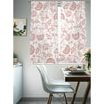 thumbnail image 4 of Coral Red Farmhouse Sheer Curtains for Living Room Bedroom Floral Floral Plant Leaf Vintage Spring Sheer Curtains 72 Inch Long 2 Panels Set Light Filtering Curtain Window Treatments Drapes, 4 of 6