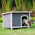 thumbnail image 2 of Pefilos 22.5" Width Outdoor Wooden Dog House for Small Dogs with Raised Feet, Removable Floor Weatherproof Pet Cat House, Gray, 2 of 7