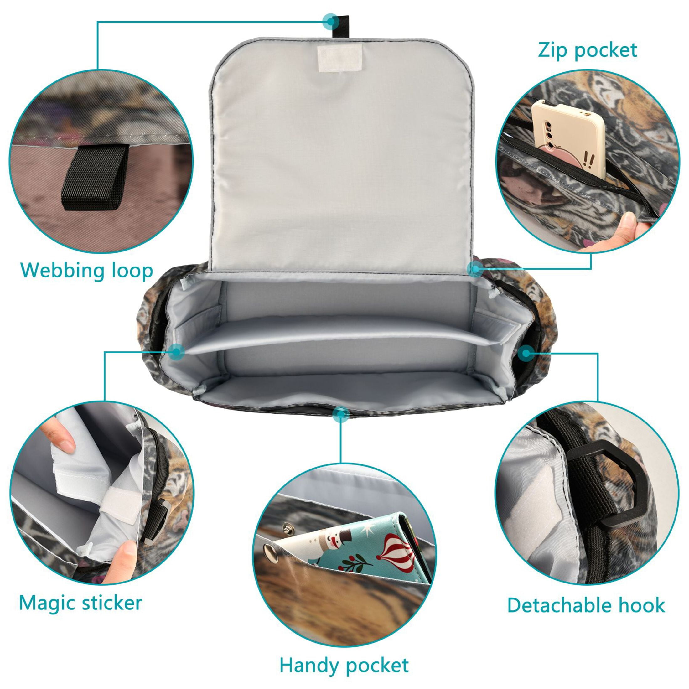 DIXRUYEE Stroller Organizer Ferocious Bloom Printed