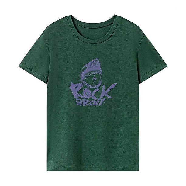 Camiseta de mujer Ropa deportiva de verano Camiseta con cuello redondo para uso diario Oficina Senderismo Verde