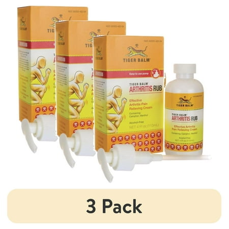 (3 pack) Tiger Balm Arthritis Rub, 4 oz Bottle, Pain Relief for Arthritis and Joint Pain