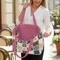 thumbnail image 3 of Pzuqiu Vintage Floral Large Capacity Quilted Tote Bags for Women, Reversible Pink Shoulder Handbag for Work Travel Shopping College Everyday Use, Fits Laptop,Patchwork, 3 of 7