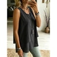 thumbnail image 3 of WCJM Women's Tanks Womens Sleeveless Chiffon Tank Top Double Layers Casual Blouse Lightweight Comfy Basic Tunic Shirts Classic Tops（Black,XL）, 3 of 7