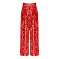 thumbnail image 3 of Lejafay Sequin Casual Pants for Girls Kids Elastic Waist Sparkling Trousers Red 14, 3 of 7