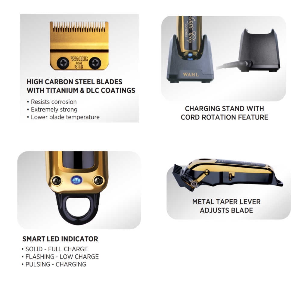 Wahl 5 Star Magic Clip Gold - 56445 - Includes Charging