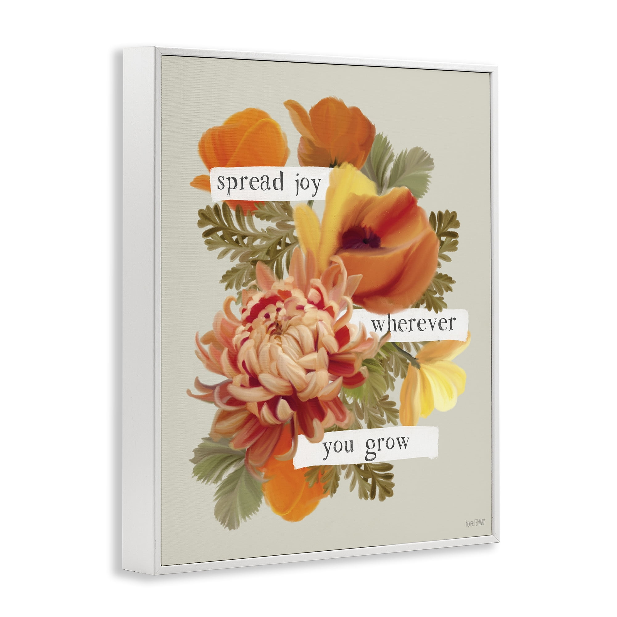 Stupell Industries Spread Joy Flowers Botanical & Floral Painting White Framed Art Print Wall Art, 11 x 14