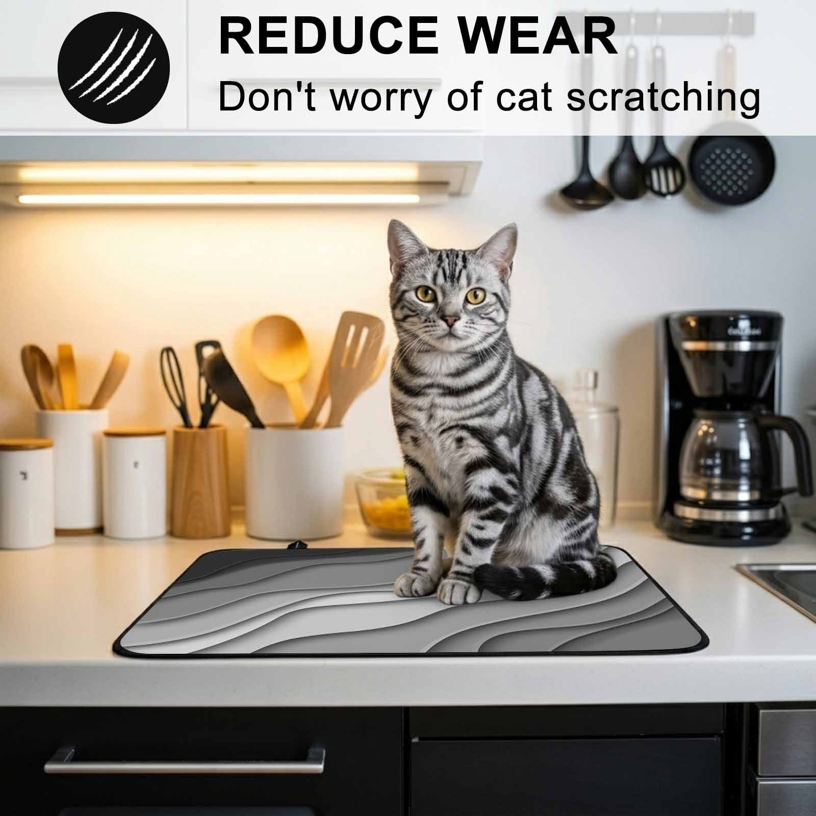 Black Grey Ombre Stove Top Cover for Electric Stove, Heat-proof & Non Slip Glass Top Stove Cover Protector, Modern Geometric Abstract Aesthetic Cream Kitchen Flat Cooktop Rubber Mat 24x21 Inches