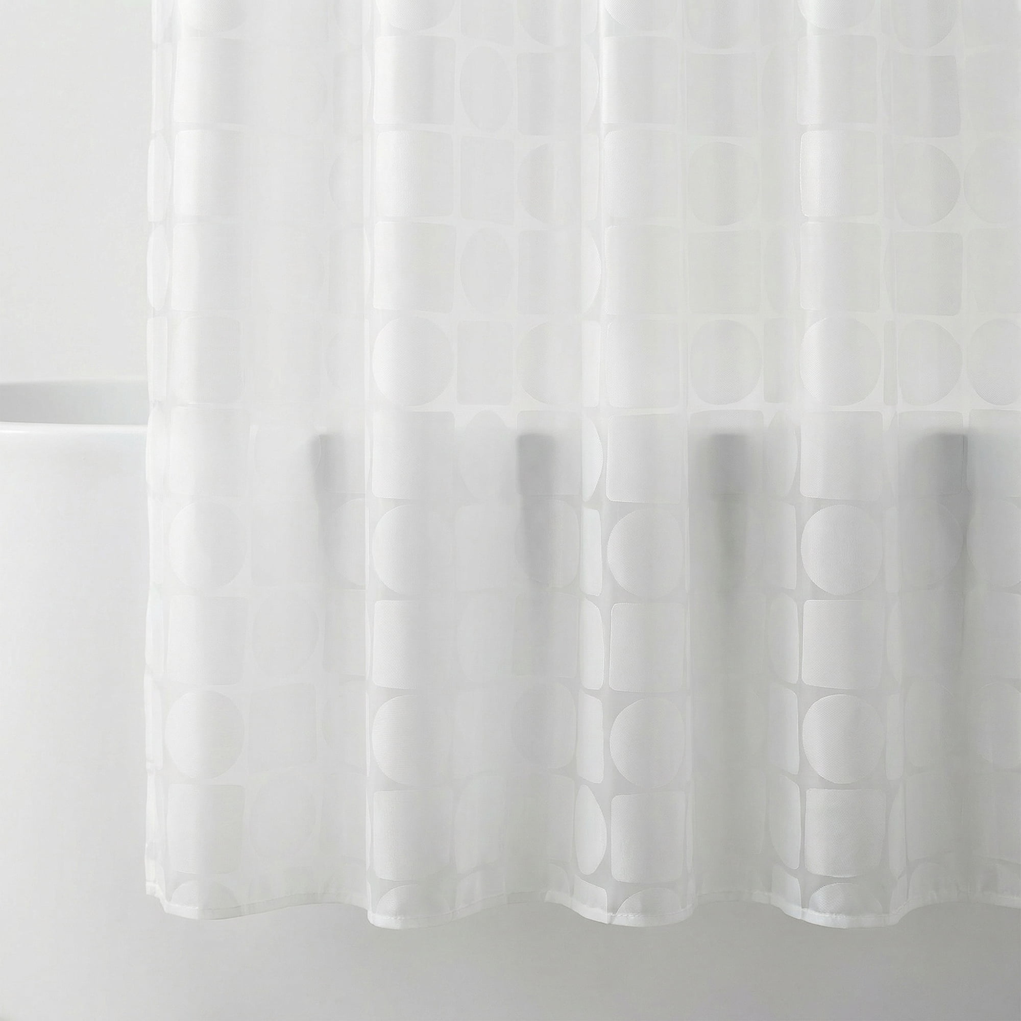 Unique Bargains Semi-Transparent Waterproof Bath Curtain with 12 Hooks White 71"W x 71"L
