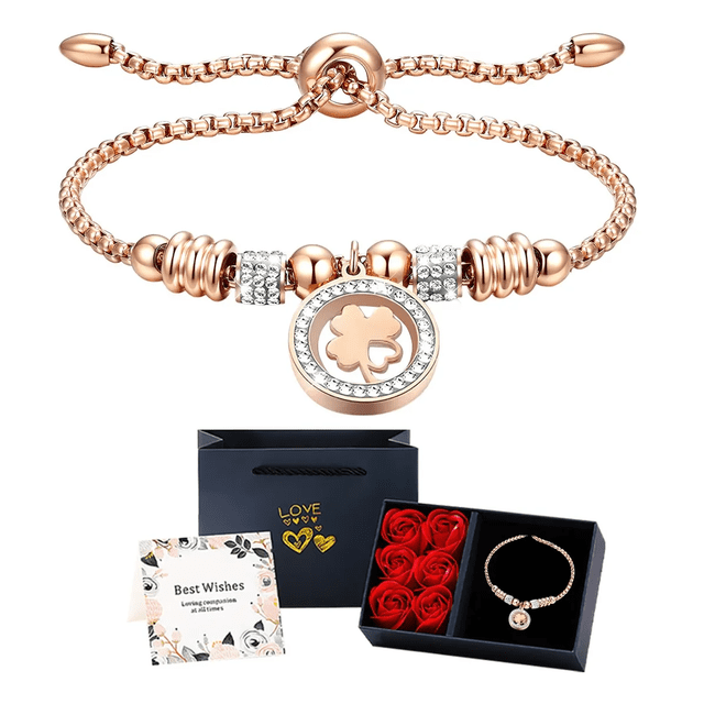Pulseras Mujer De Acero Inoxidable Con Caja De Flor Eterna Xtellar oro rosado