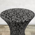 thumbnail image 2 of Your Chair Covers - 30 inch Highboy Cocktail Round Black Stretch Spandex Table Cover With Silver Marbling, 2 of 5