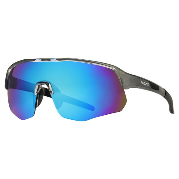 Maxx Blue Steel Polarized Shield Sunglasses, TR90 Flexible Frame, Blue Mirror Lens, UV Protection