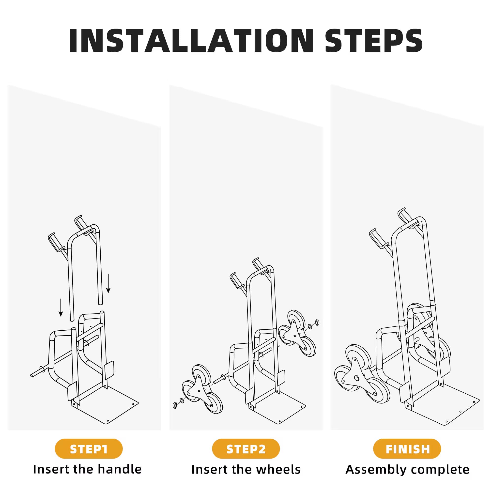 HUJHKIO Heavy Duty Stair Climber Hand Truck Dolly, Ergonomic Foldable Cart with 3-Wheel Design for Stairs & Curbs, 330 lbs Load Capacity, Compact & Easy Storage, Yellow & Black
