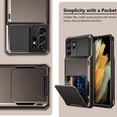thumbnail image 6 of for Galaxy S21 Ultra Case Wallet 4-Card Flip Cover Credit Card Holder Slot Back Pocket Dual Layer Protective Hybrid Hard Shell Bumper Armor Case for Samsung S21 Ultra 6.8 Gun Metal, 6 of 7