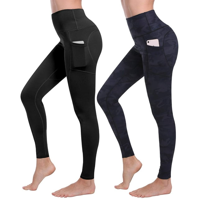 2 Pack Pantalons de Yoga pour Femmes Leggings avec Poches Latérales Collants de Course