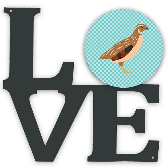 Carolines Treasures BB8129WALV 11.5 x 11.75 in. Golden Phoenix Quail Blue Check Metal Artwork Love Wall Decor