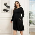 thumbnail image 5 of POSESHE Women's Plus Size Winter Casual Dress,Long Sleeves,Loose Flowy Dress With Pockets,Black,L, 5 of 6