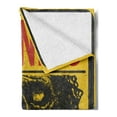 thumbnail image 2 of Zombie Soft Flannel Fleece Blanket, Retro Warning Outbreak Horror Monster Sign in Vintage Grunge Illustration, Cozy Plush for Indoor and Outdoor Use, 50" x 60", Earth Yellow Grey Red, by Ambesonne, 2 of 5