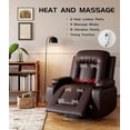 thumbnail image 5 of IDEALHOUSE Brown Living Room Chair, Power Lift Recliner, Massage, Heat, Remote, Ergonomic, Oversized, PU Leather, Plush, Sturdy, Modern, For Elderly, Bedroom, Office, TV Room, 5 of 7