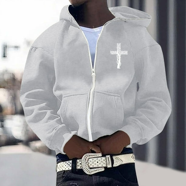 MHFRRA Sudadera Informal con Capucha y Manga Larga, Diseño para Otoño E Invierno, Ropa de Calle Cómoda Gris claro