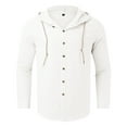 thumbnail image 4 of Siilsaa Long Sleeve Hoodie Shirts for Men Big and Tall Tee Tops Lightweight Work Tshirt Hoodies Casual Buttons Henley Shirts White,L, 4 of 4