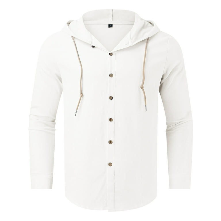 Linen Hoodies For Men UK Sale, Casual Drawstring Hoody Sweatshirts Long