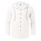 thumbnail image 2 of Camisas De Compresion Camisa con capucha y botones informales simples de color sólido informal a la moda para hombre (White, M), 2 of 4