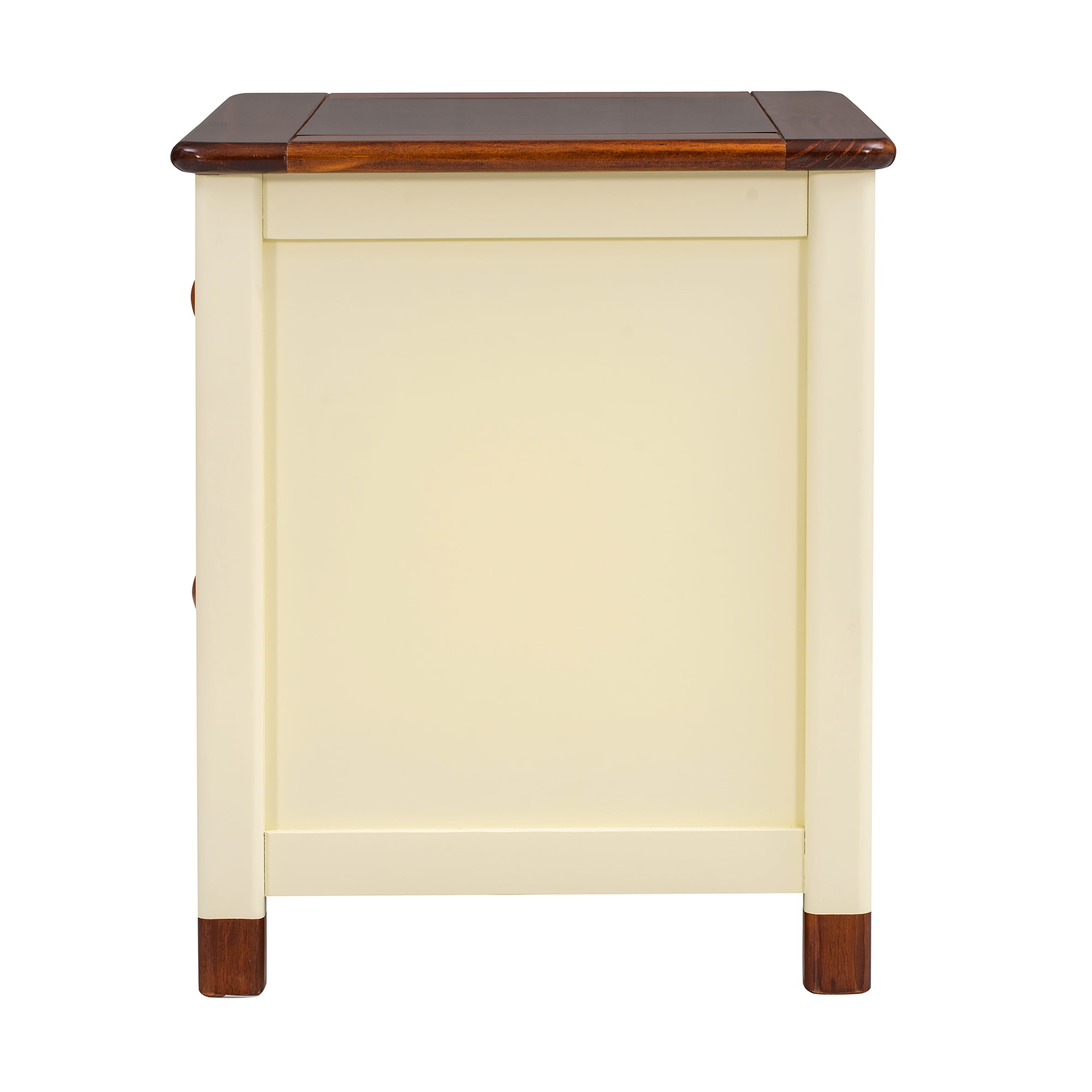 EUROCO Wooden Nightstand with Two Drawers for Kids, Pine Wood Bedside Table,  Cute Design End Table for Bedroom,Cream+Walnut