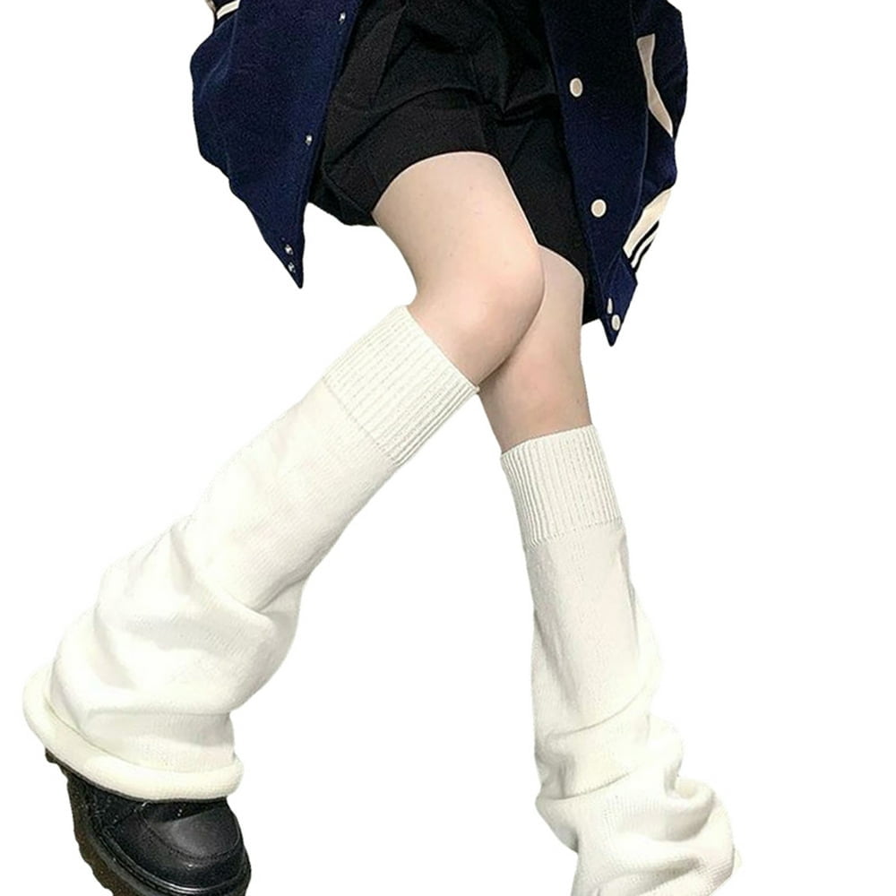 Women Knitted Flared Leg Warmers Harajuku Solid Color Loose Fit