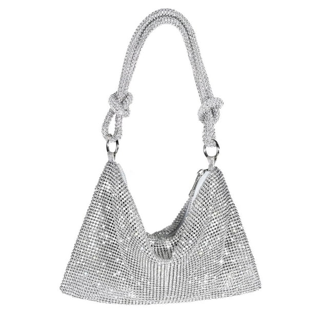 Bolso de noche NEWROGENG con diamantes de imitación plateados para mujer