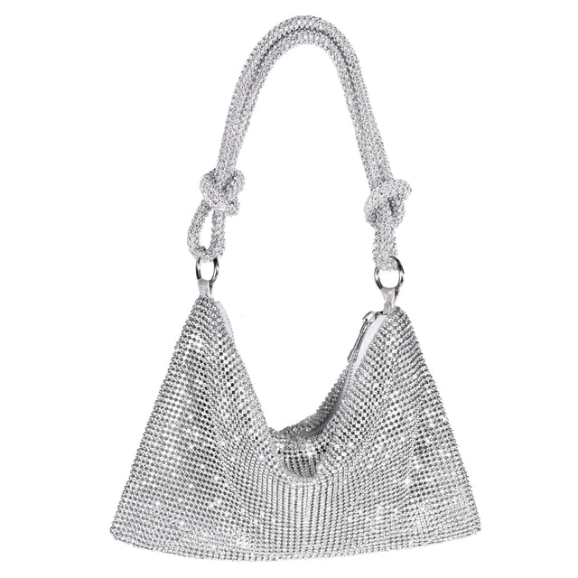 Bolso de noche NEWROGENG con diamantes de imitación plateados para mujer