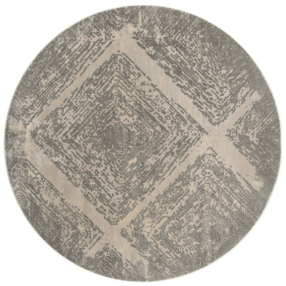 SAFAVIEH Meadow Branden Geometric Diamonds Area Rug, Taupe, 6'7" x 6'7" Round