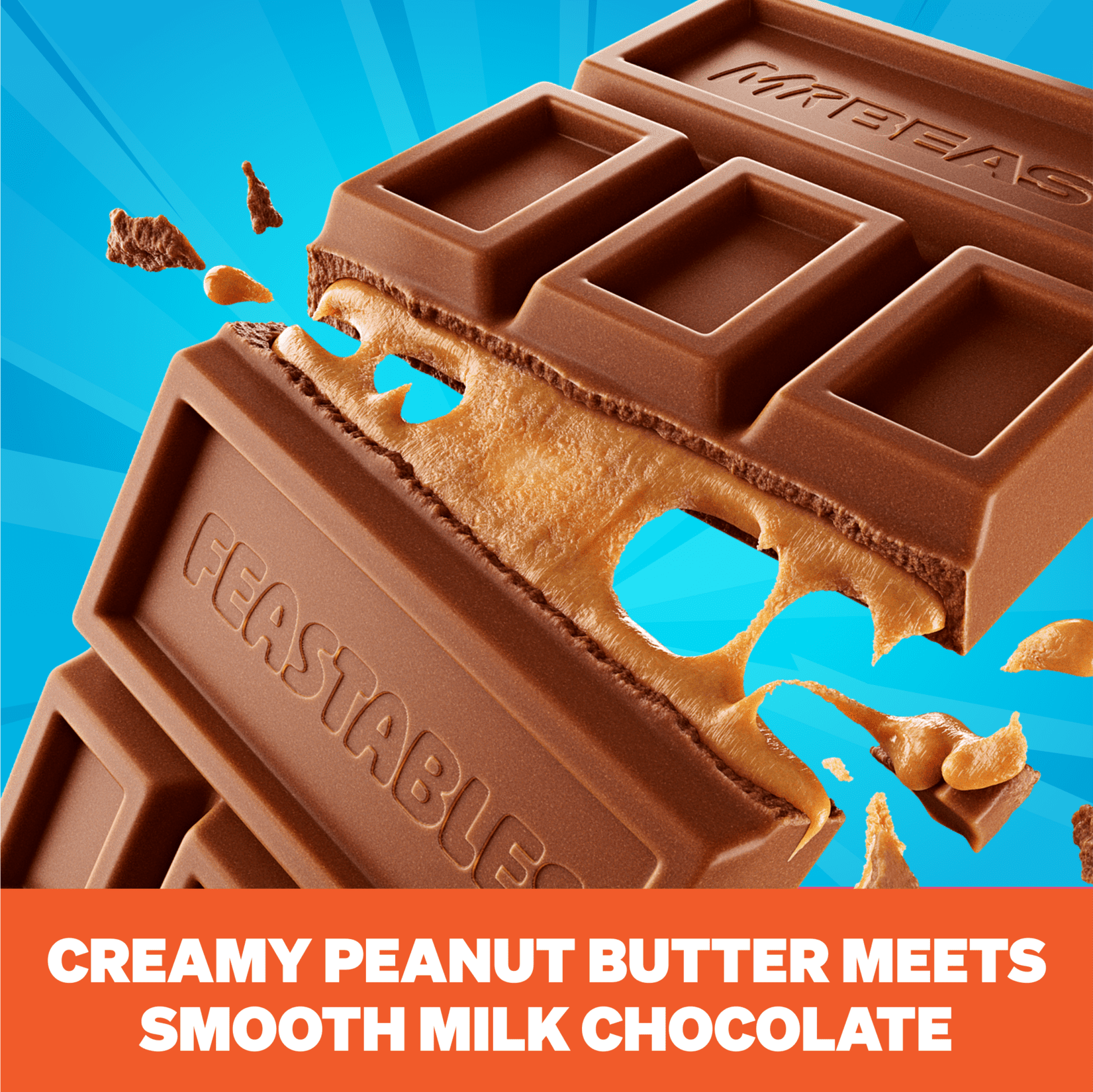 Feastables MrBeast Peanut Butter Milk Chocolate Bar, 2.1 oz (60g), 1 Count