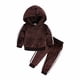 thumbnail image 2 of Ropa Para Bebés Y Niñas, Atuendo Para Niños Pequeños, Suéter Con Capucha De Terciopelo Dorado Para Otoño E Invierno, Top De Manga Larga, Pantalones Informales, Traje Marrón Odeerbi LM103-7174, 2 of 9
